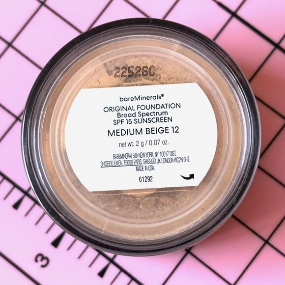 BareMinerals Original Foundation Powder Mini SPF 15~Medium Beige 12 2g NIP RARE! - Picture 3 of 11